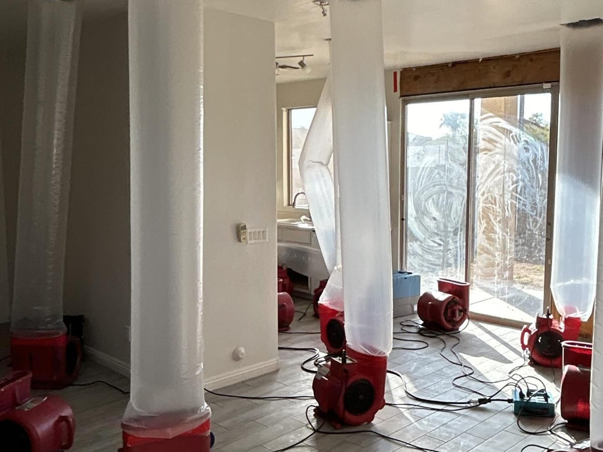 Structural drying equipment running inside a containment